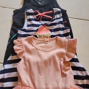Girls dress set of 3,size 4-5,nike,epic threads,pink,black,stripe